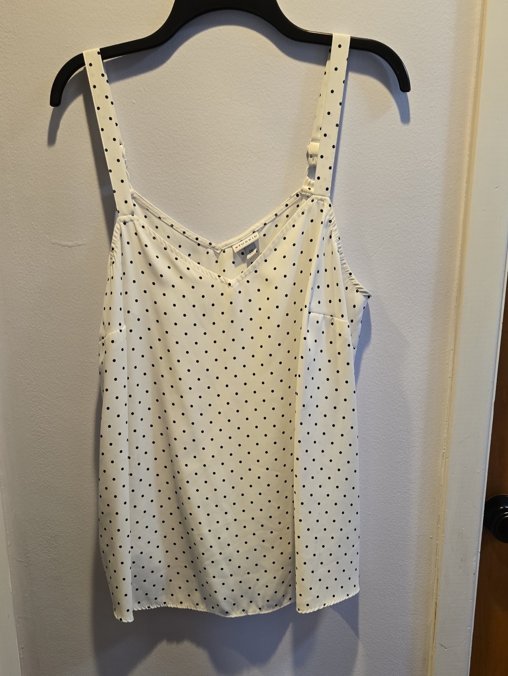 Torrid White Polka Dot V-Neck Spaghetti Strap Tank